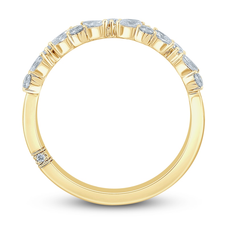 Main Image 4 of Previously Owned Monique Lhuillier Bliss Diamond Wedding Band 1/2 ct tw Marquise & Round-cut 18K Yellow Gold