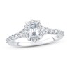 Thumbnail Image 1 of Previously Owned Diamond Engagement Ring 3/4 ct tw Emerald & Round 14K White Gold