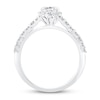 Thumbnail Image 3 of Previously Owned Diamond Engagement Ring 3/4 ct tw Emerald & Round 14K White Gold