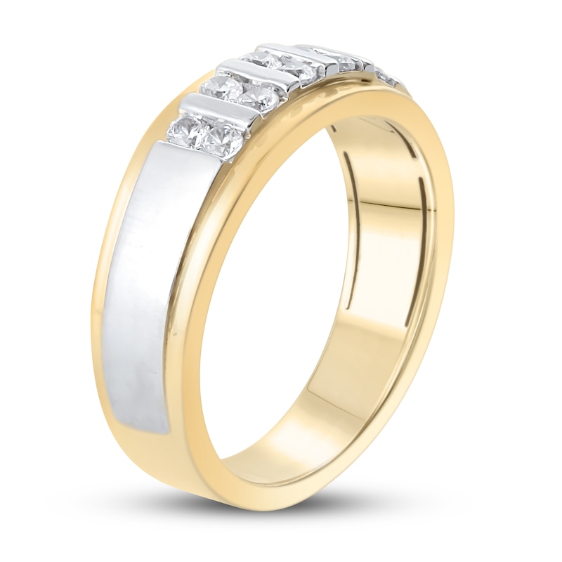 Main Image 2 of Previously Owned Men's Diamond Wedding Band 1/2 ct tw Round-cut 10K Two-Tone Gold