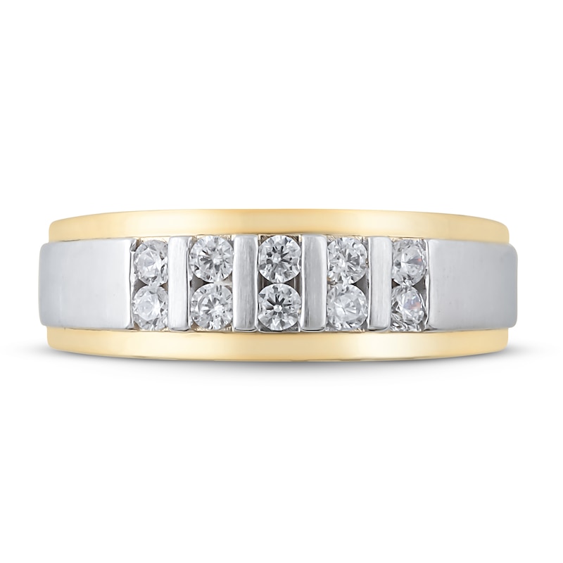 Main Image 3 of Previously Owned Men's Diamond Wedding Band 1/2 ct tw Round-cut 10K Two-Tone Gold