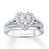 Thumbnail Image 1 of Previously Owned Diamond Bridal Set 1/2 ct tw Round-cut 10K White Gold