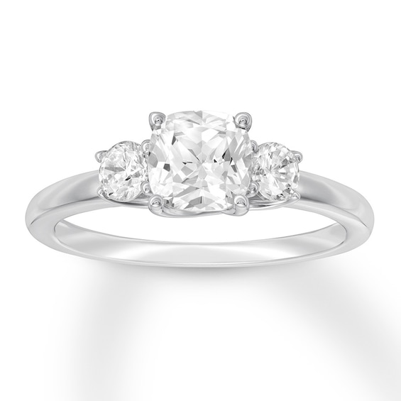 Previously Owned 3-Stone Diamond Ring 1-1/3 ct tw Cushion/Round 14K White Gold
