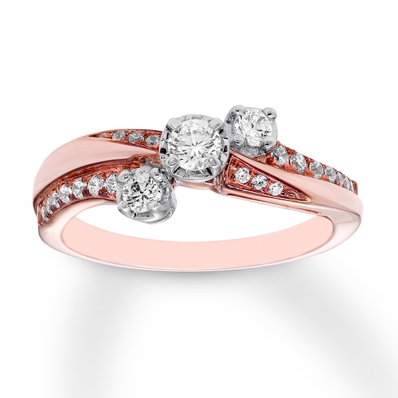 Previously Owned Three-Stone Diamond Ring 3/8 ct tw Round-cut 10K Rose Gold