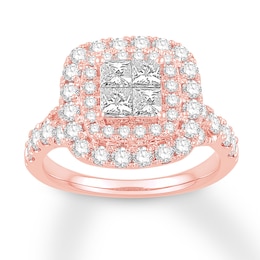 Previously Owned Princess-cut Diamond Engagement Ring 1-7/8 ct tw 14K Rose Gold