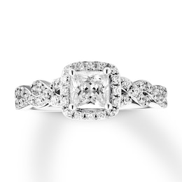 Previously Owned Princess-cut Diamond Engagement Ring 1-1/8 ct tw 14K White Gold