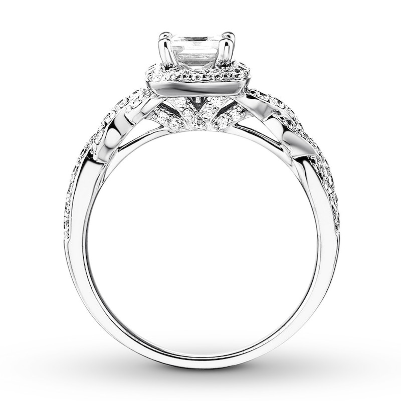 Main Image 2 of Previously Owned Princess-cut Diamond Engagement Ring 1-1/8 ct tw 14K White Gold