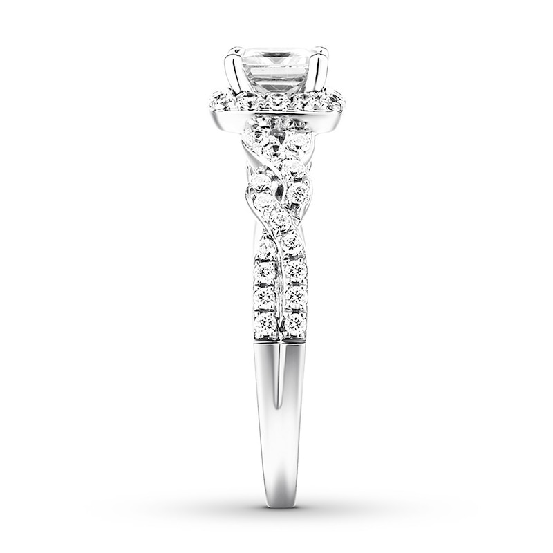 Main Image 3 of Previously Owned Princess-cut Diamond Engagement Ring 1-1/8 ct tw 14K White Gold