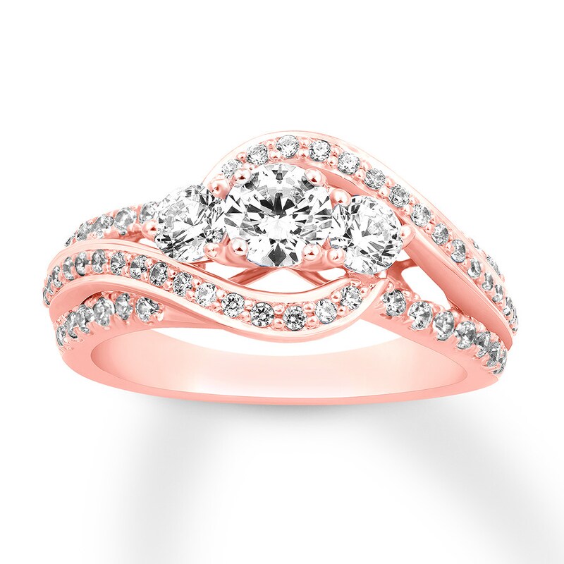 Main Image 1 of Previously Owned Three-Stone Diamond Engagement Ring 1 3/8 ct tw 14K Rose Gold
