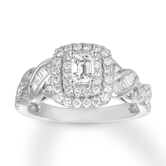 Previously Owned Emerald-cut Diamond Engagement Ring 1 ct tw 14K White Gold