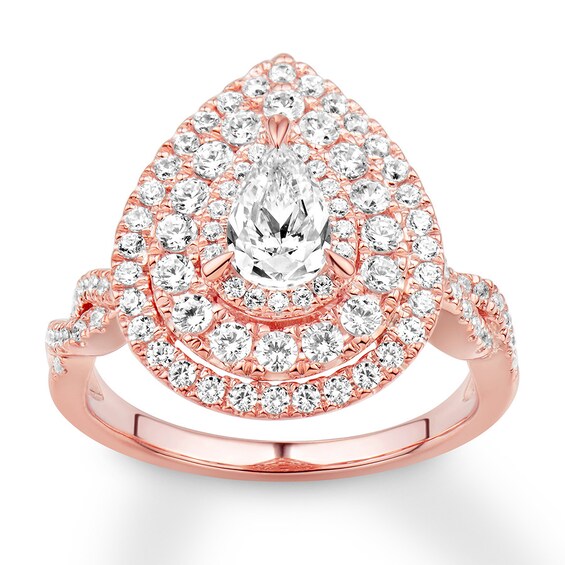 Previously Owned Diamond Engagement Ring 1-1/4 ct tw Pear/Round 14K Rose Gold