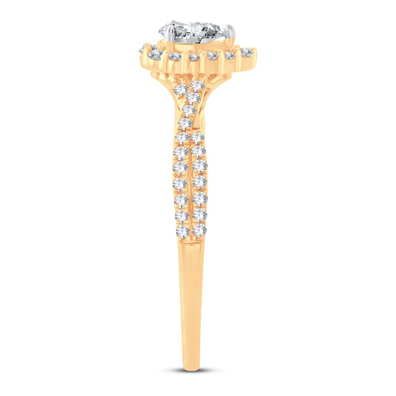 Main Image 2 of Previously Owned Diamond Engagement Ring 1/2 ct tw Pear & Round 14K Yellow Gold