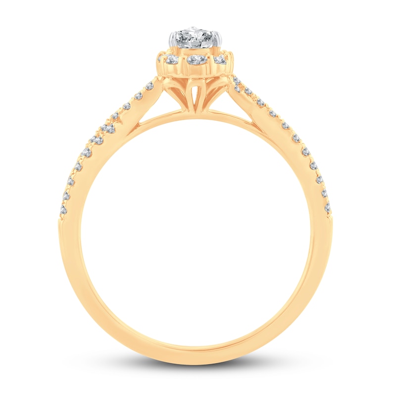 Main Image 3 of Previously Owned Diamond Engagement Ring 1/2 ct tw Pear & Round 14K Yellow Gold