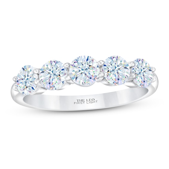 Previously Owned THE LEO First Light Diamond Anniversary Ring 1-1/2 ct tw Round-cut 14K White Gold