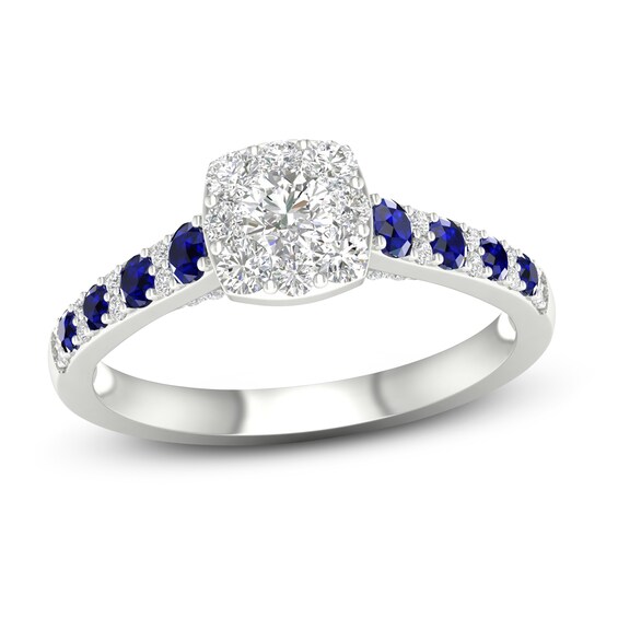 Previously Owned Blue Sapphire & Diamond Engagement Ring 5/8 ct tw 14K White Gold