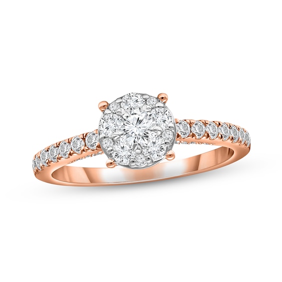 Previously Owned Multi-Diamond Engagement Ring 1 ct tw Round-cut 14K Rose Gold