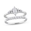 Thumbnail Image 1 of Previously Owned Diamond Bridal Set 5/8 ct tw Marquise & Round-cut 14K White Gold