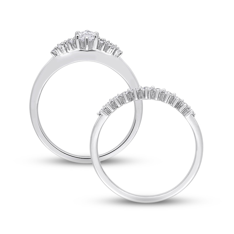 Main Image 3 of Previously Owned Diamond Bridal Set 5/8 ct tw Marquise & Round-cut 14K White Gold