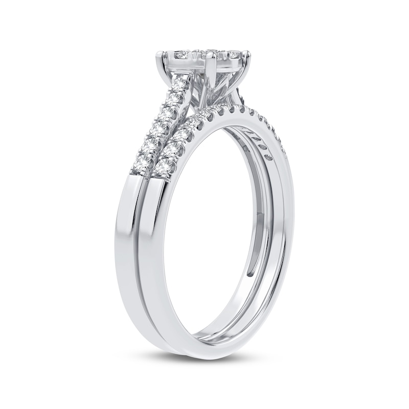 Main Image 2 of Previously Owned Diamond Bridal Set 3/8 ct tw Round-cut 10K White Gold