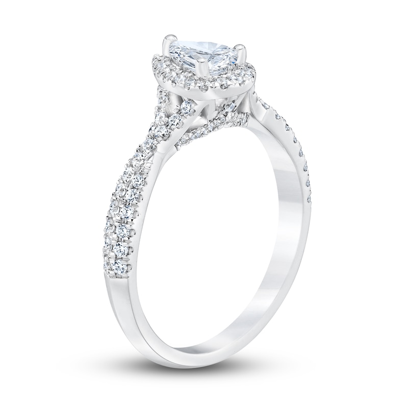 Main Image 2 of Previously Owned Diamond Engagement Ring 7/8 ct tw Pear-shaped & Round-cut 14K White Gold