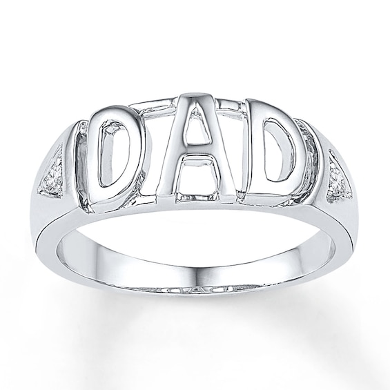 Previously Owned Diamond "Dad" Ring 1/15 ct tw Round-cut 10K White Gold