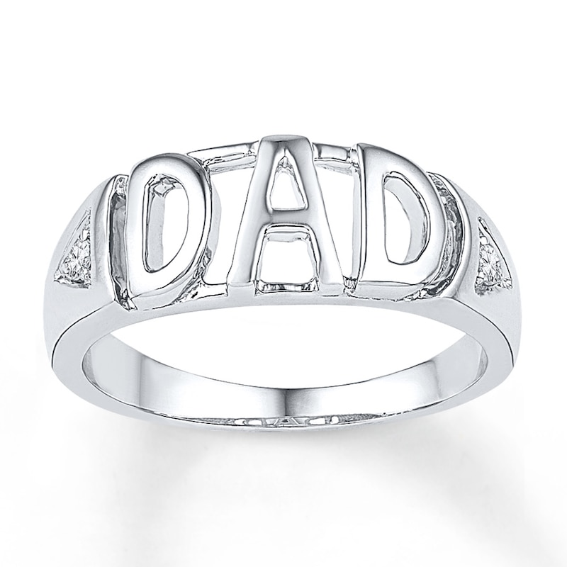 Main Image 1 of Previously Owned Diamond &quot;Dad&quot; Ring 1/15 ct tw Round-cut 10K White Gold