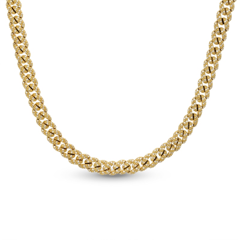 Diamond Curb Chain Necklace 3-1/3 ct tw 14K Yellow Gold 18”