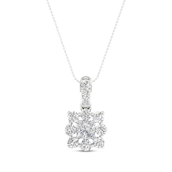 KAY Lab-Grown Diamonds Princess-Cut Necklace 1 ct tw 14K White Gold