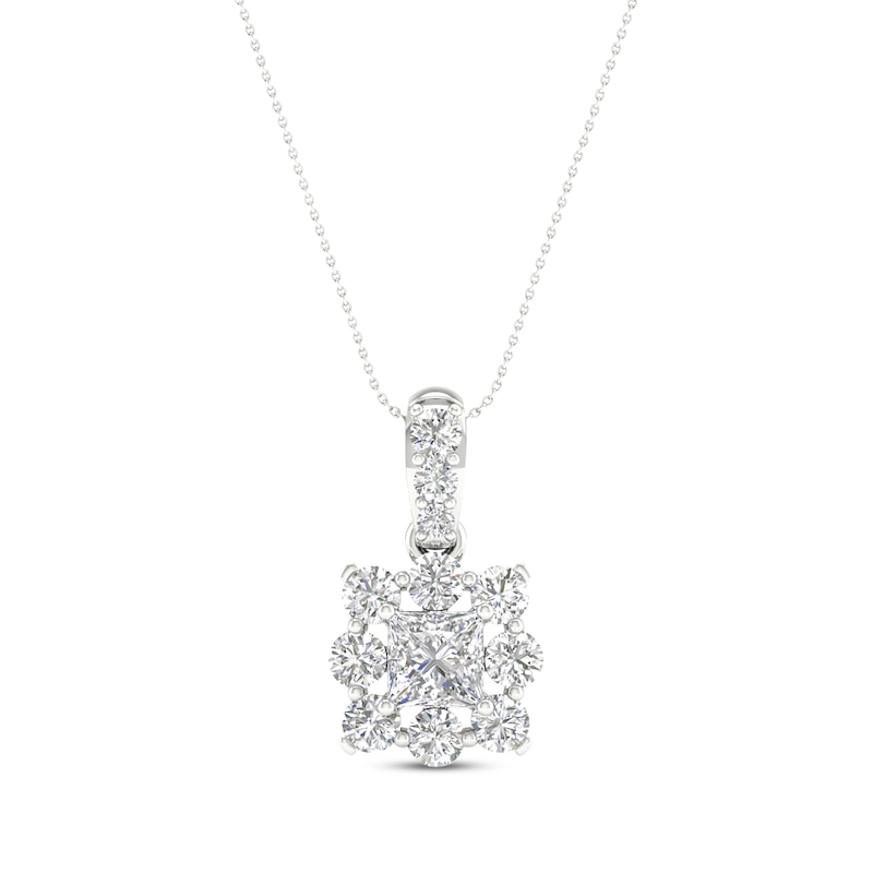 Lab-Created Diamonds by KAY Princess-Cut Necklace 1 ct tw 14K White Gold
