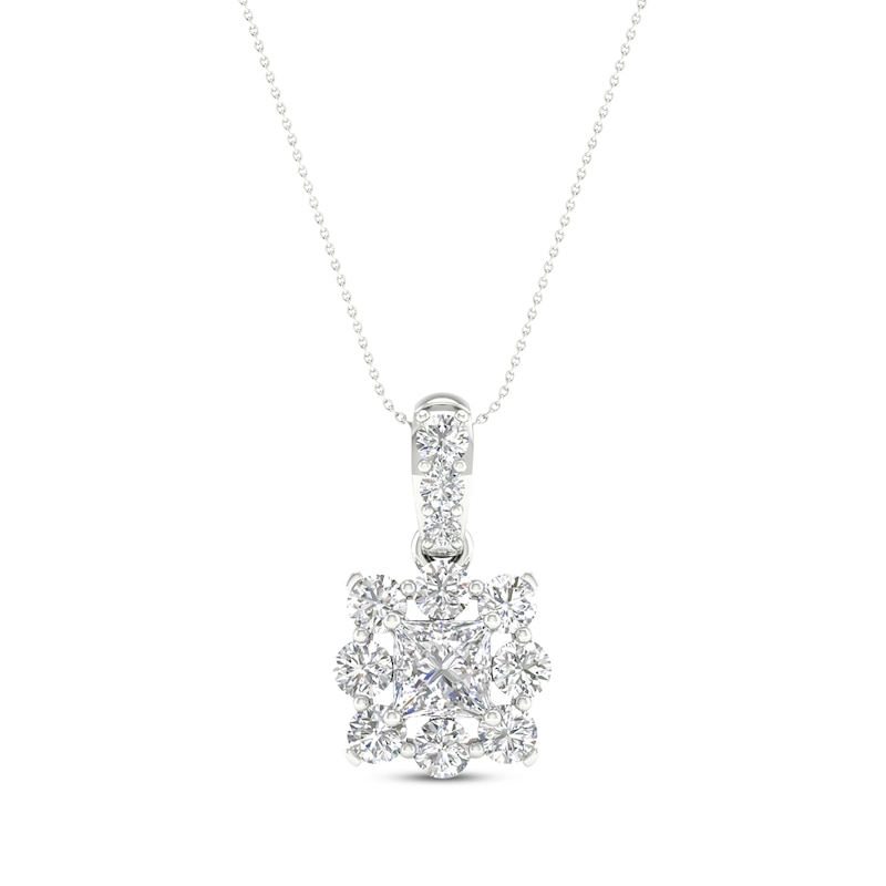 Main Image 1 of KAY Lab-Grown Diamonds Princess-Cut Necklace 1 ct tw 14K White Gold