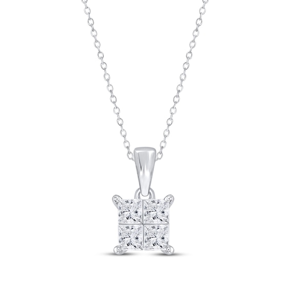 Princess-Cut Diamond Quad Necklace 1/2 ct tw 10K White Gold 18"
