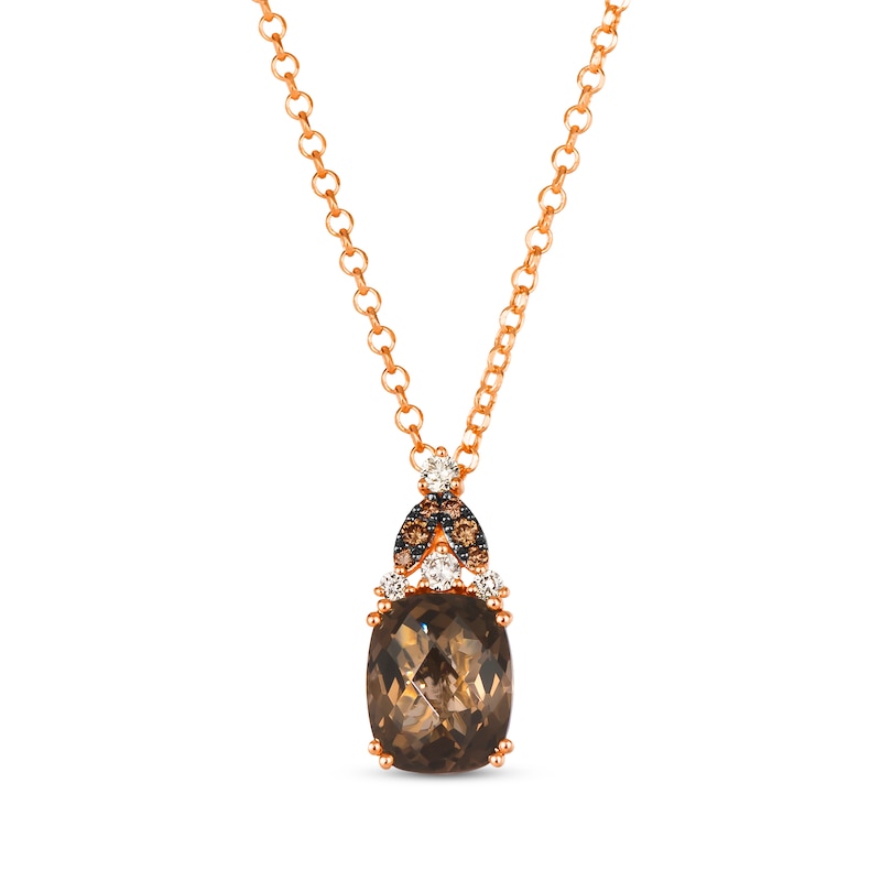 Main Image 1 of Le Vian Venetian Mosaic Chocolate Quartz Necklace 1/6 ct tw Diamonds 14K Strawberry Gold 19&quot;