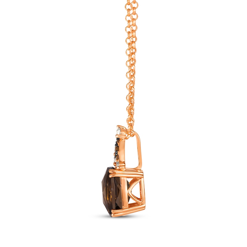Main Image 2 of Le Vian Venetian Mosaic Chocolate Quartz Necklace 1/6 ct tw Diamonds 14K Strawberry Gold 19&quot;