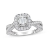Thumbnail Image 1 of Now + Forever Baguette-Cut Multi-Diamond Halo Engagement Ring 3/4 ct tw 14K White Gold