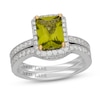 Thumbnail Image 1 of Neil Lane Radiant-Cut Peridot & Diamond Halo Bridal Set 5/8 ct tw 14K White Gold