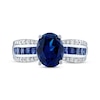 Thumbnail Image 3 of Oval-Cut Blue Lab-Created Sapphire & White Lab-Created Sapphire Ring Sterling Silver