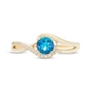 Thumbnail Image 3 of Swiss Blue Topaz & Diamond Bypass Ring 1/15 ct tw 10K Yellow Gold