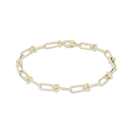 Stirrup Link Bracelet 10K Yellow Gold 8"