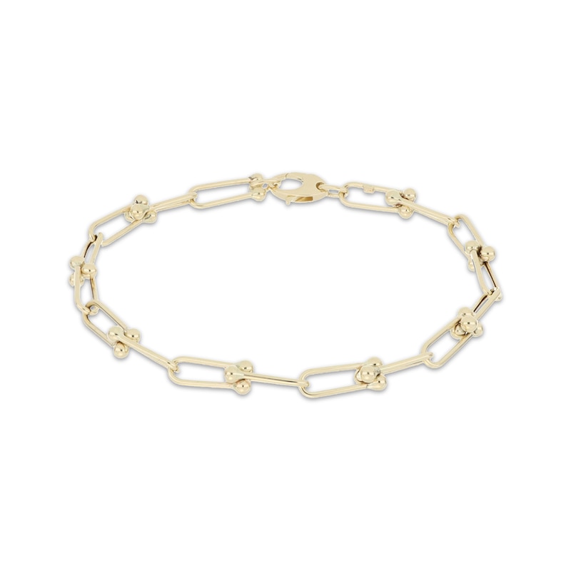 Stirrup Link Bracelet 10K Yellow Gold 8"