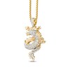Thumbnail Image 2 of Men's Black & White Diamond Double-Sided Dragon Diamond-Cut Necklace 1/3 ct tw 10K Yellow Gold 22&quot;
