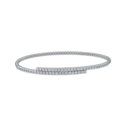 Diamond Flex Beaded Bangle Bracelet 1/2 ct tw 10K White Gold & Titanium 6.75"