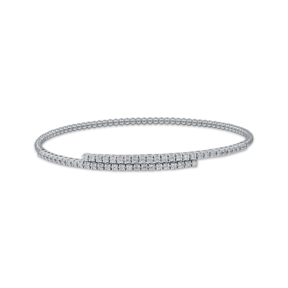 Diamond Flex Beaded Bangle Bracelet 1/2 ct tw 10K White Gold & Titanium 6.75"