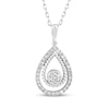 Thumbnail Image 0 of Threads of Love Multi-Diamond Center Teardrop Halo Necklace 1/5 ct tw Sterling Silver 18"