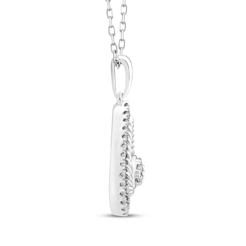 Threads of Love Multi-Diamond Center Teardrop Halo Necklace 1/5 ct tw Sterling Silver 18"
