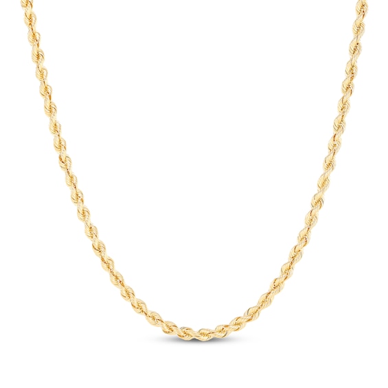 Solid Silk Rope Chain Necklace 3mm 10K Yellow Gold 22"