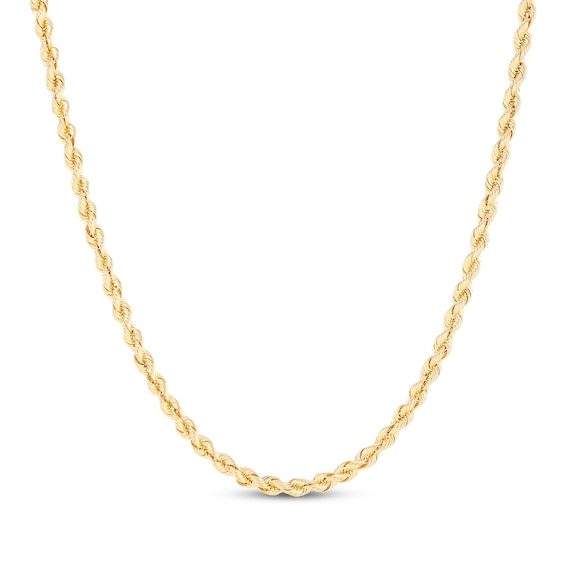 Silk Rope Chain Necklace 3mm Solid 10K Yellow Gold 22"