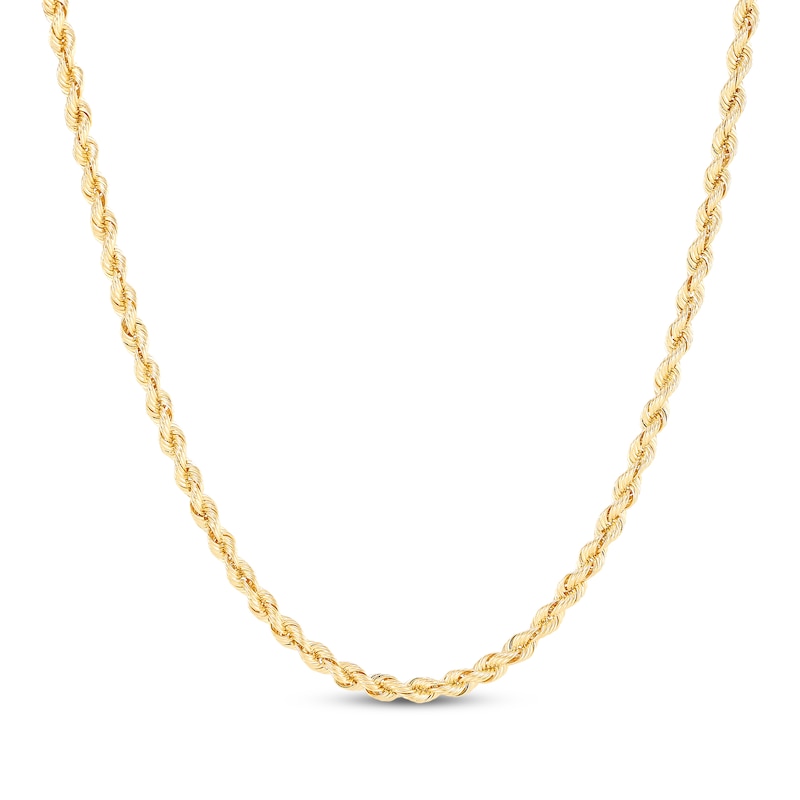 Main Image 1 of Silk Rope Chain Necklace 3mm Solid 10K Yellow Gold 22&quot;