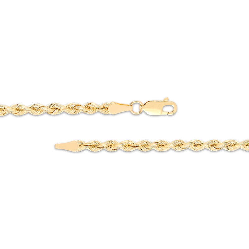Main Image 2 of Silk Rope Chain Necklace 3mm Solid 10K Yellow Gold 22&quot;