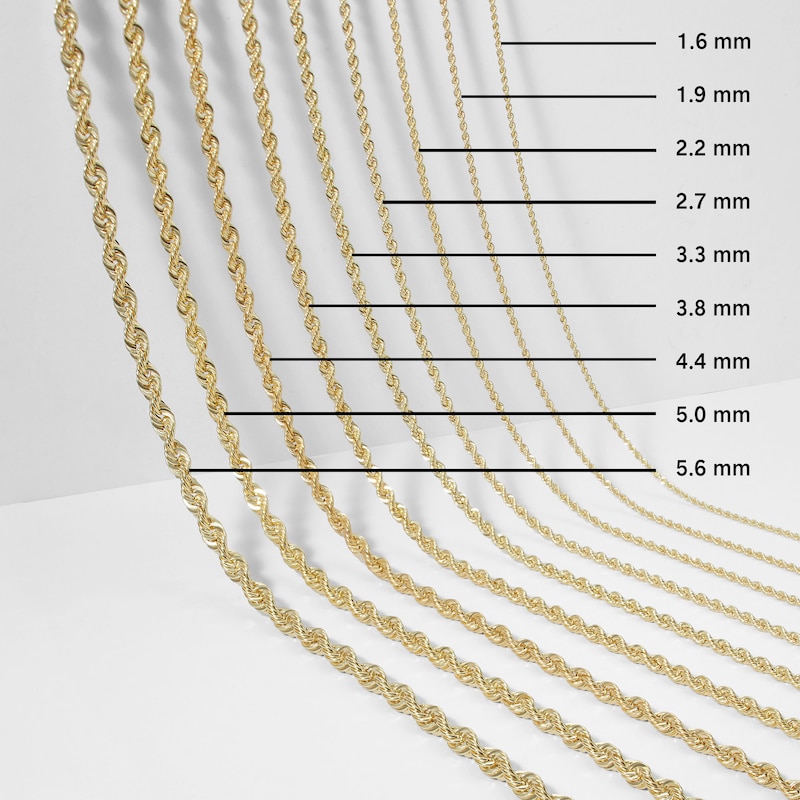 Main Image 3 of Silk Rope Chain Necklace 3mm Solid 10K Yellow Gold 22"