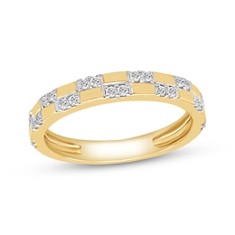 Now + Forever Diamond Two-Row Checkerboard Anniversary Ring 1/5 ct tw 14K Yellow Gold